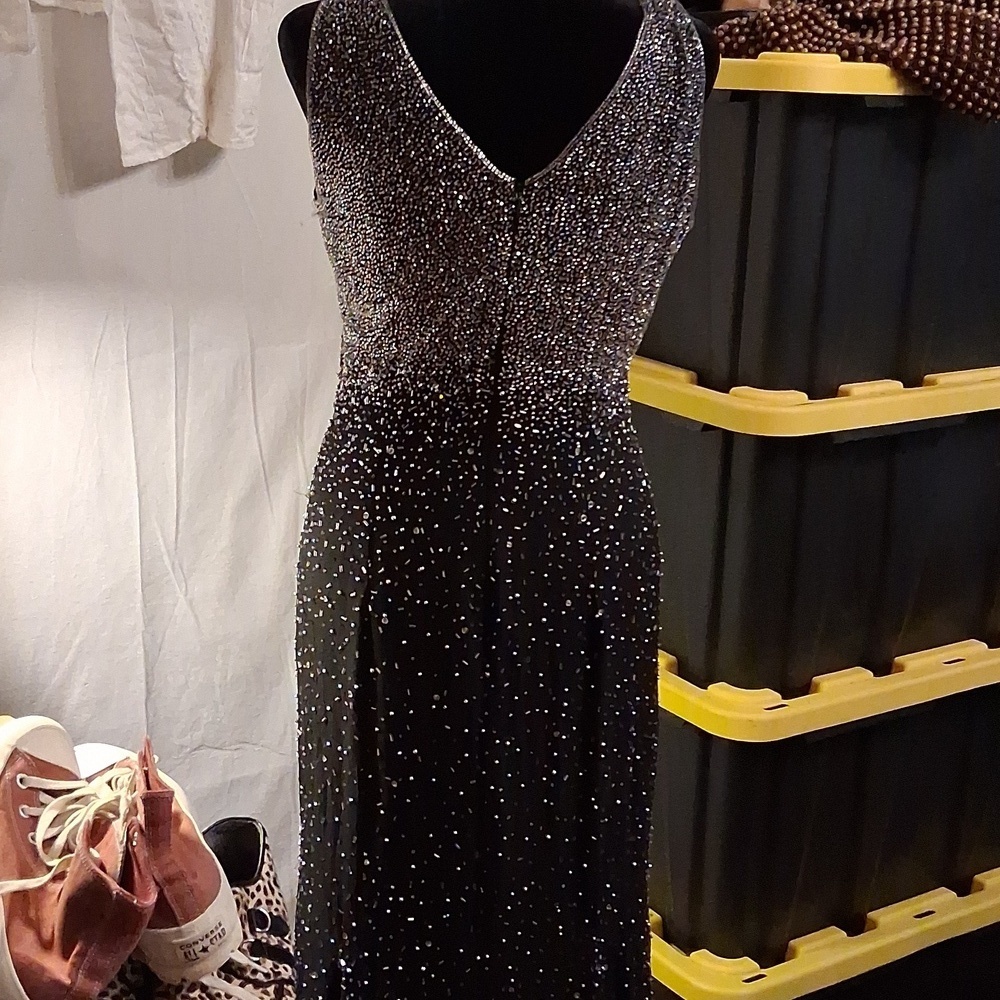 Vintage Tootsies Beaded Silk Dress Size Large - Picture 6 of 13
